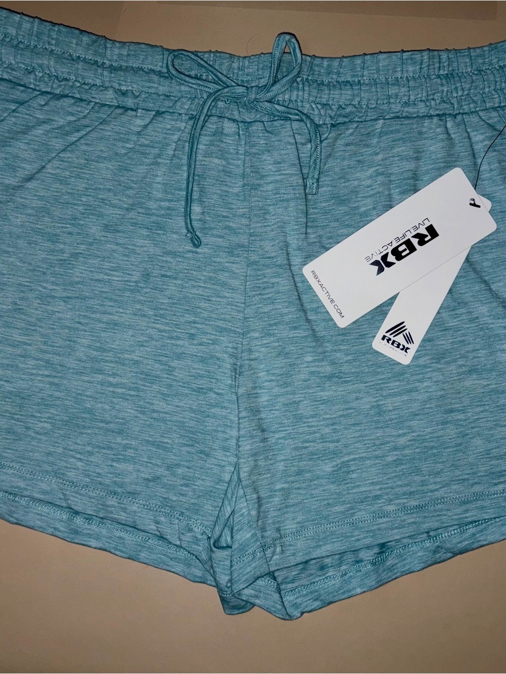 RBX Women's Aqua Heather Drawstring Athletic Shorts
